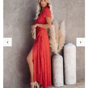 Golden Gate Printed Red Maxi Dress